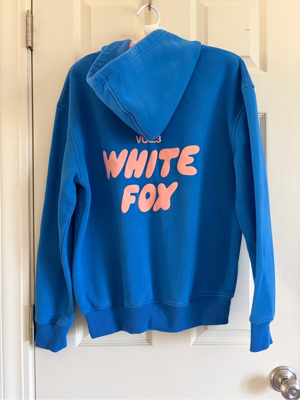 White Fox Blue Pullover Hoodie Women Size XS/S